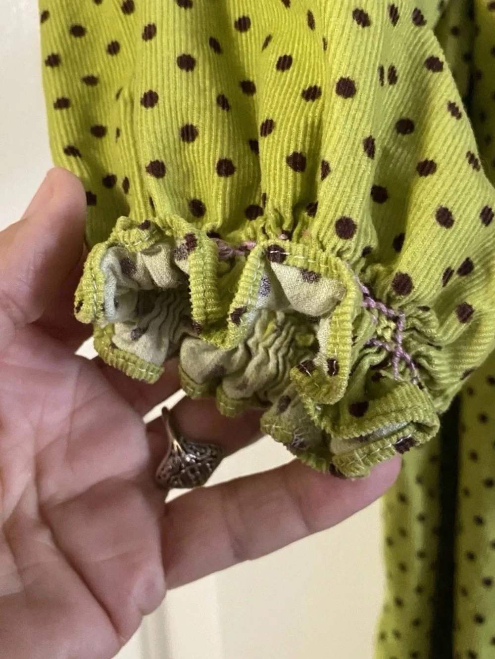 Girls' Lime Green Polka Dot Smocked Dress with Owl Embroidery